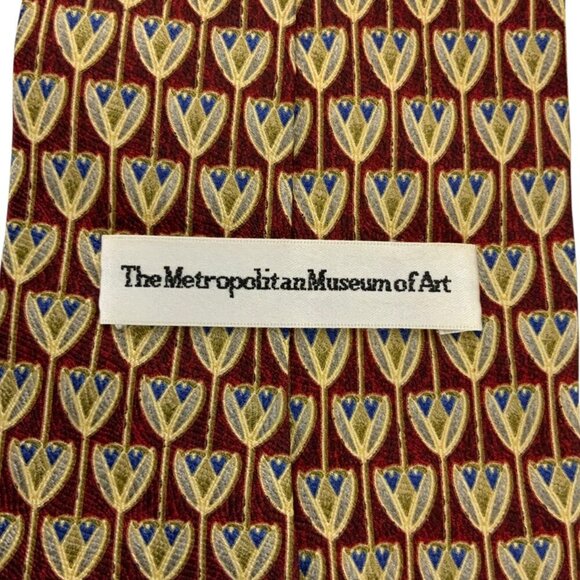The Metropolitan Museum Of Art MOMA Silk Necktie Red Gold Blue Abstract Pattern - Picture 3 of 5